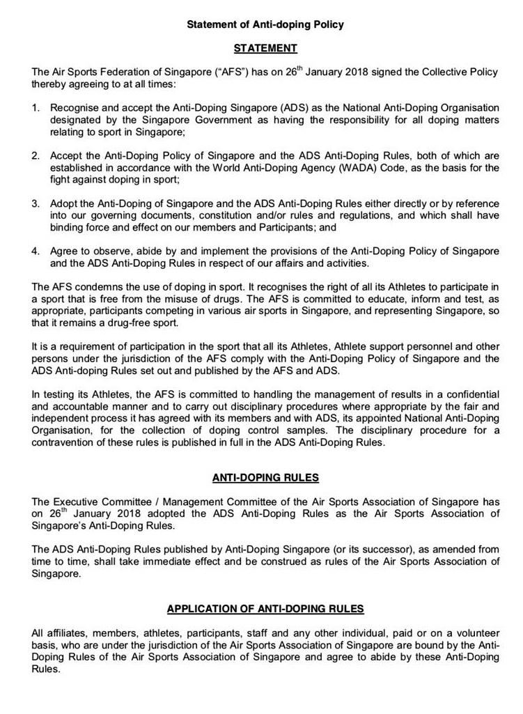 RMS Agrees to Anti-doping Policy set by AFS